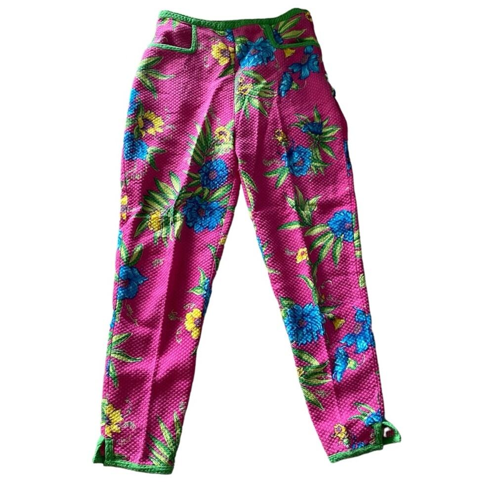 RARE Lilly Pulitzer Size 0 High Rise Capri Pants Y2K Vintage Tropical Coastal
